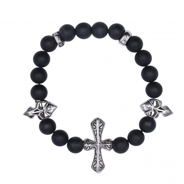 Onxysteinarmband "Totenkopf & Kreuz"
