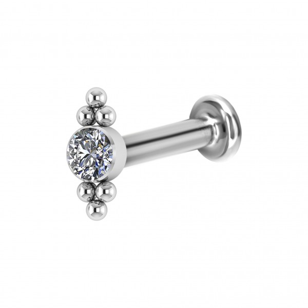 Labret aus Titan mit Kristall