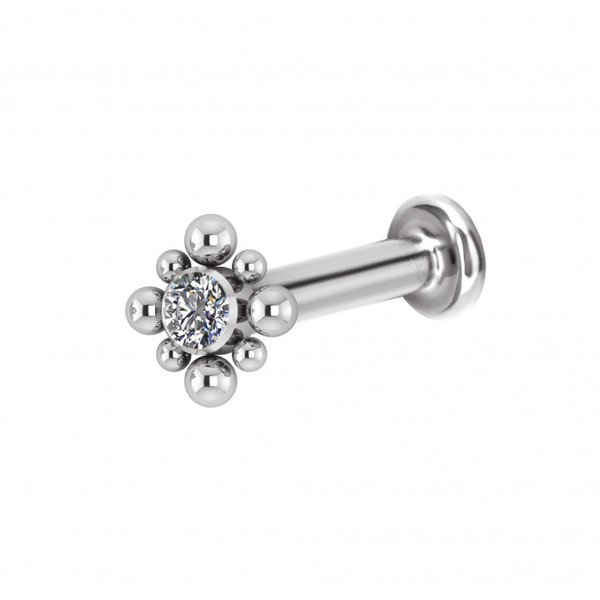 Labret aus Titan mit Kristall