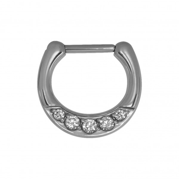 Septum Clicker aus Chirurgenstahl mit Cubic Zirkonia