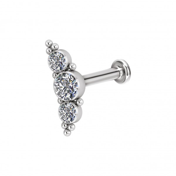 Labret aus Titan mit Kristall