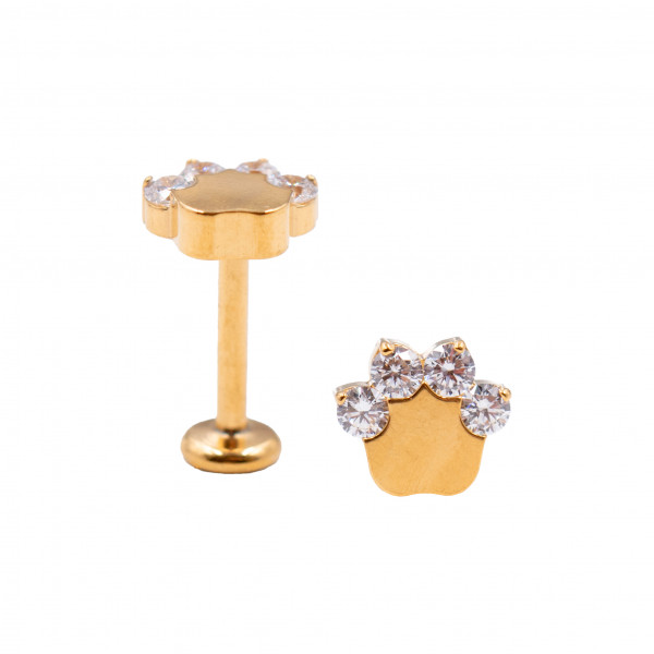 Labret aus Titan mit Kristall "Pfote"