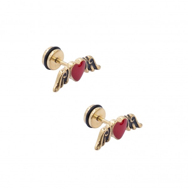 Edelstahl Ohrstecker "Flügelherz"