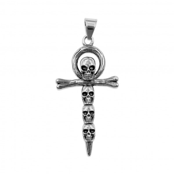 Edelstahlanhänger "Kreuz/Totenkopf"