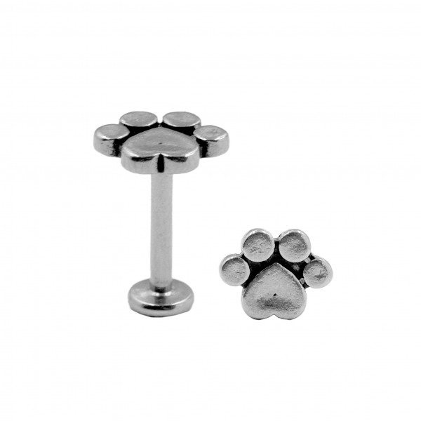 Labret aus Chirurgenstahl "Pfote"
