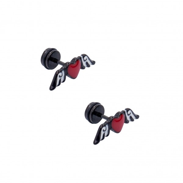 Edelstahl Ohrstecker "Flügelherz"