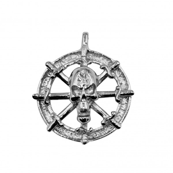 Edelstahlanhänger "Totenkopf/Steuerrad"
