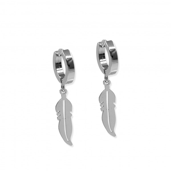 Edelstahl Creolen mit Charms "Feder"