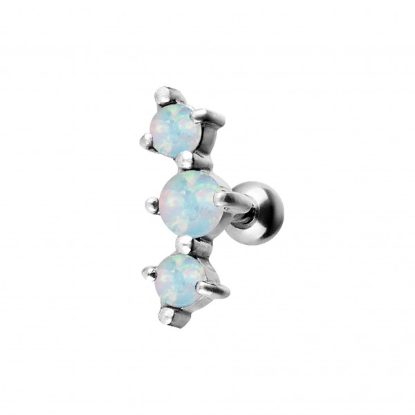 Tragus/Helix aus Chirurgenstahl mit Synthetik Opal