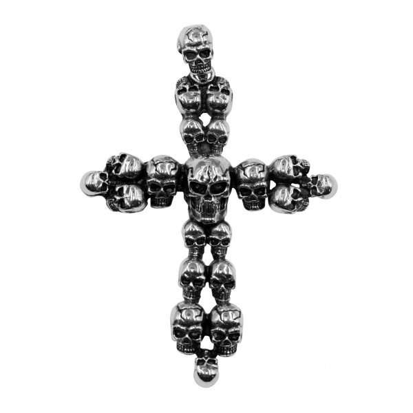 Edelstahlanhänger "Totenkopf Kreuz"