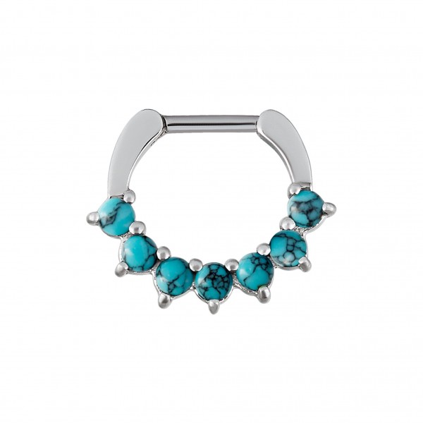 Septum Clicker aus Chirurgenstahl mit Türkis