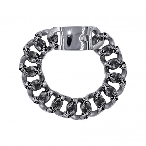 Edelstahl Panzerarmband "Totenkopf"