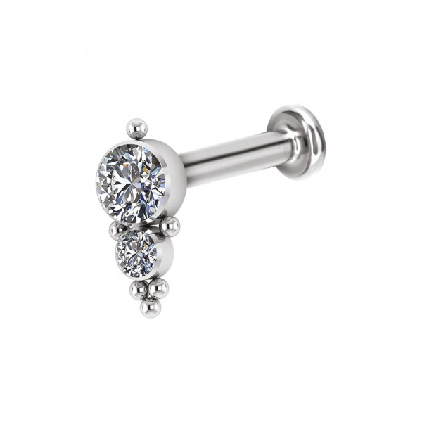 Labret aus Titan mit Kristall