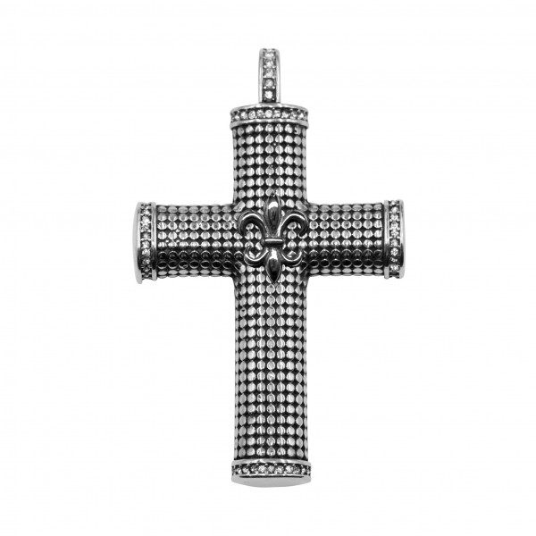 Edelstahlanhänger "Kreuz/Lilie"