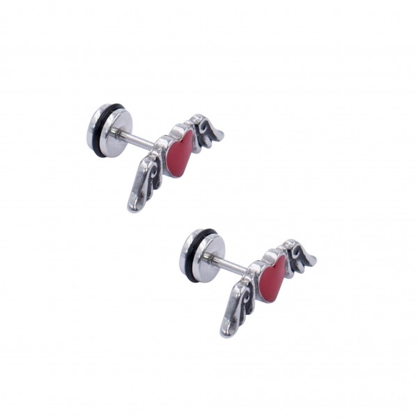 Edelstahl Ohrstecker "Flügelherz"