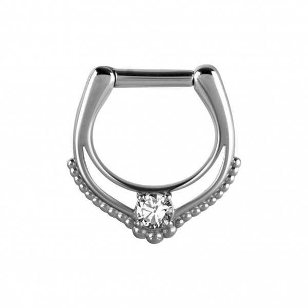 Septum Clicker aus Chirurgenstahl mit Zirkonia