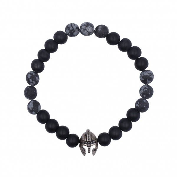 Schneeflockenobsidian/Onyxsteinarmband "Helm"