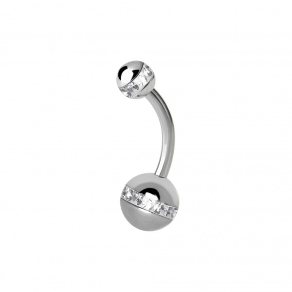 Banane aus Chirurgenstahl mit doppeltem Kristall (1.6mm)