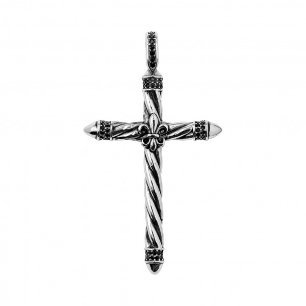 Edelstahlanhänger "Kreuz/Lilie"