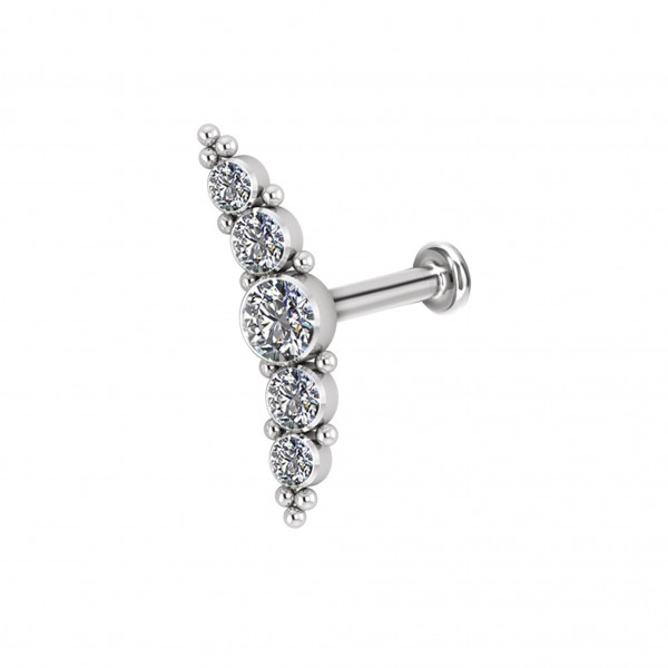 Labret aus Titan mit Kristall