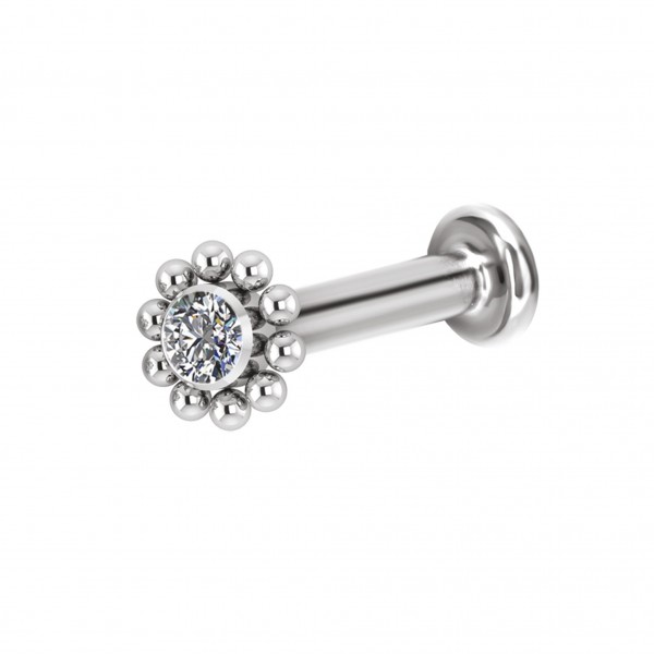 Labret aus Titan mit Kristall