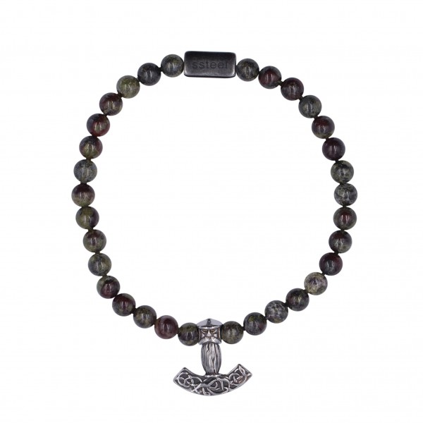 Drachen Blut Jaspersteinarmband "Thorshammer"