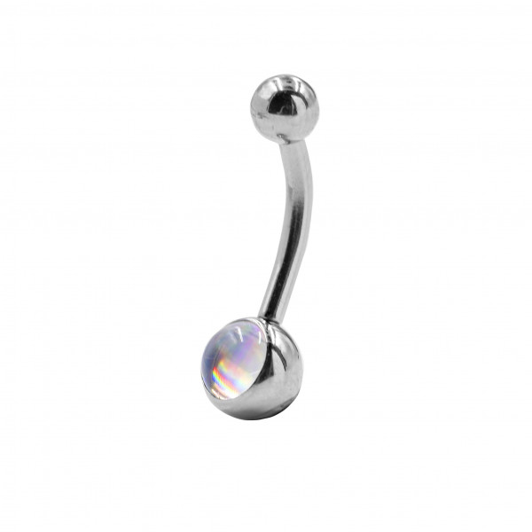 Banane aus Chirurgenstahl mit Synthetik Opal (1.6mm)