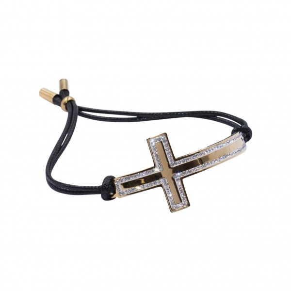 Lederarmband mit Edelstahl "Kreuz"