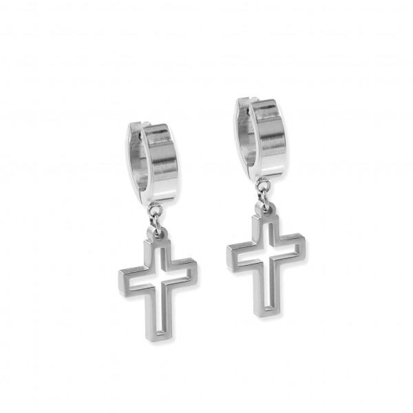 Edelstahl Creolen mit Charms "Kreuz"