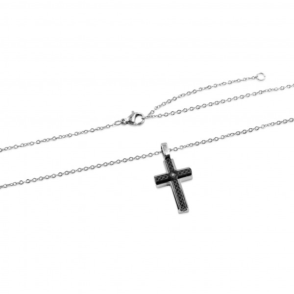 Edelstahlkette mit Anhänger "Kreuz"