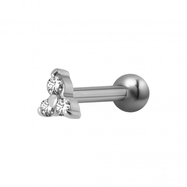 Barbell aus Chirurgenstahl mit Zirkonia (1.2 mm)