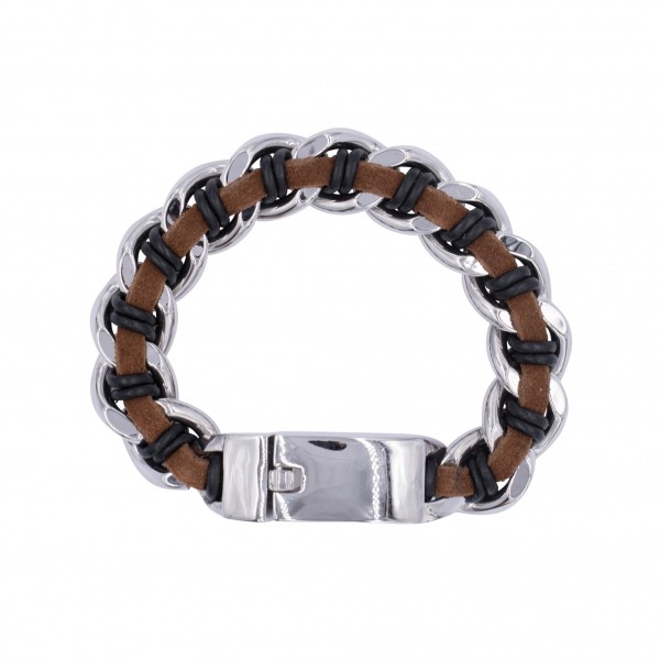 Edelstahlarmband mit Leder