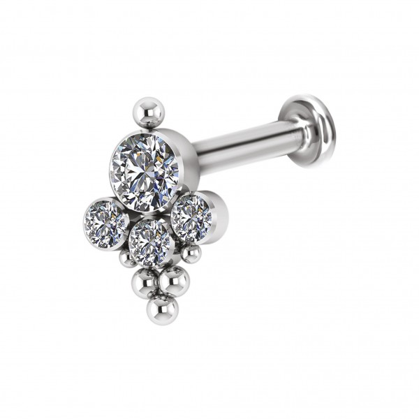 Labret aus Titan mit Kristall
